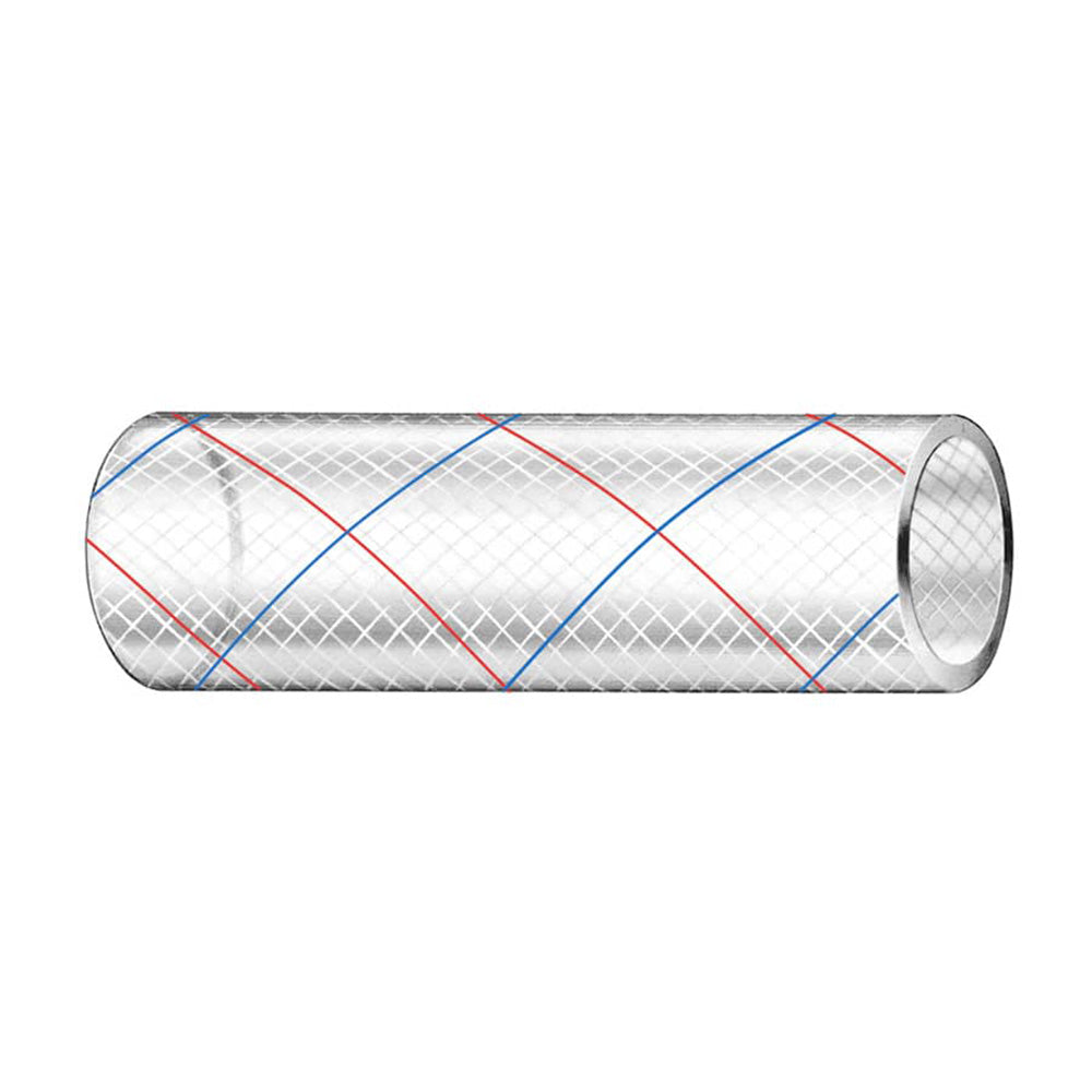 Trident Marine 1 x 50 Clear Reinforced PVC Hose Tubing Red Blue Tracer 1621006