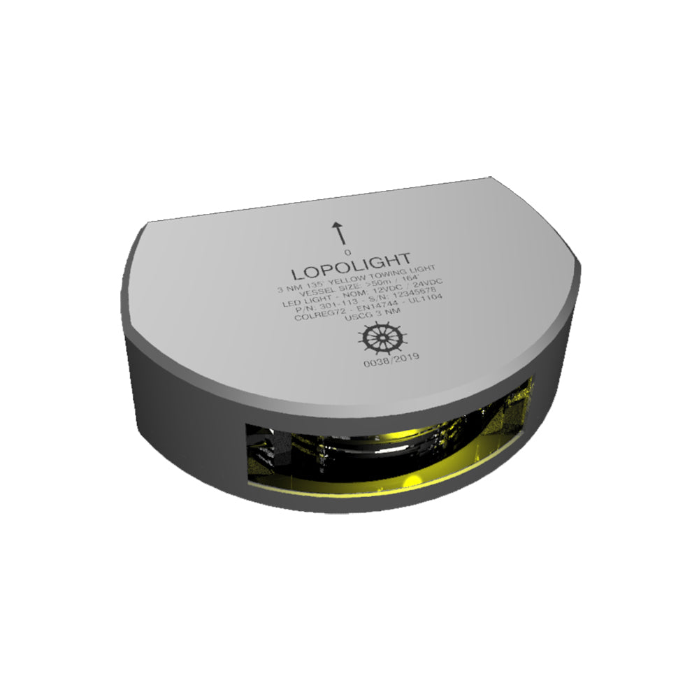 Lopolight Series 201013 Stern Towing Light 2NM Vertical Mount Amber Silver Housing 201013V