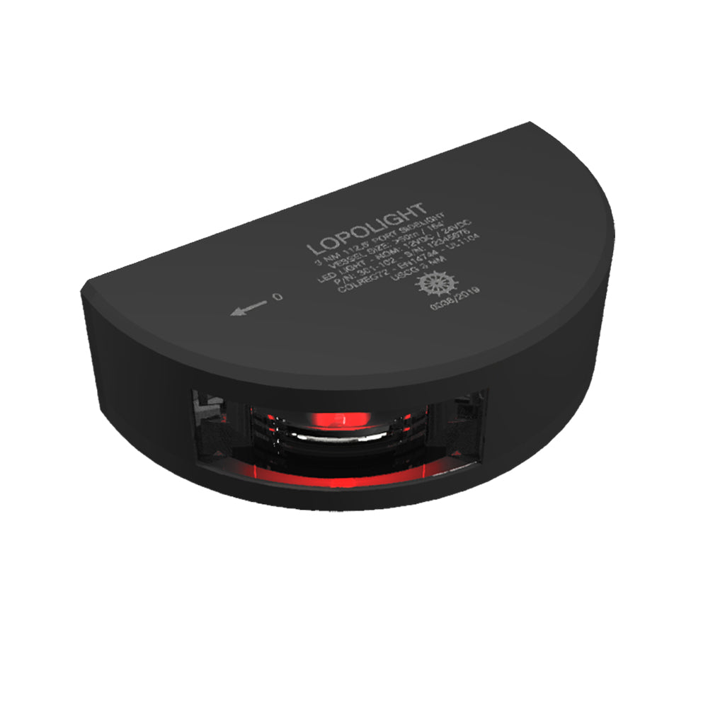Lopolight Series 301102 Port Sidelight Vertical Mount 3NM Red Black Housing 301102B