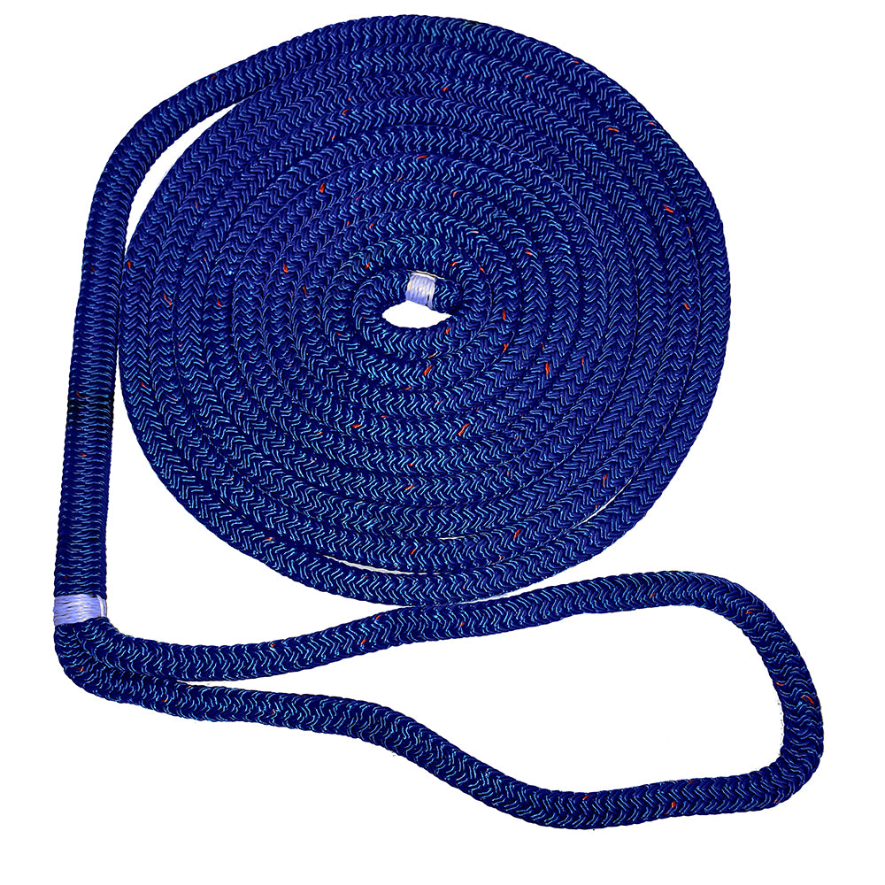 New England Ropes 12 Double Braid Dock Line Blue wTracer 15 C50531600015