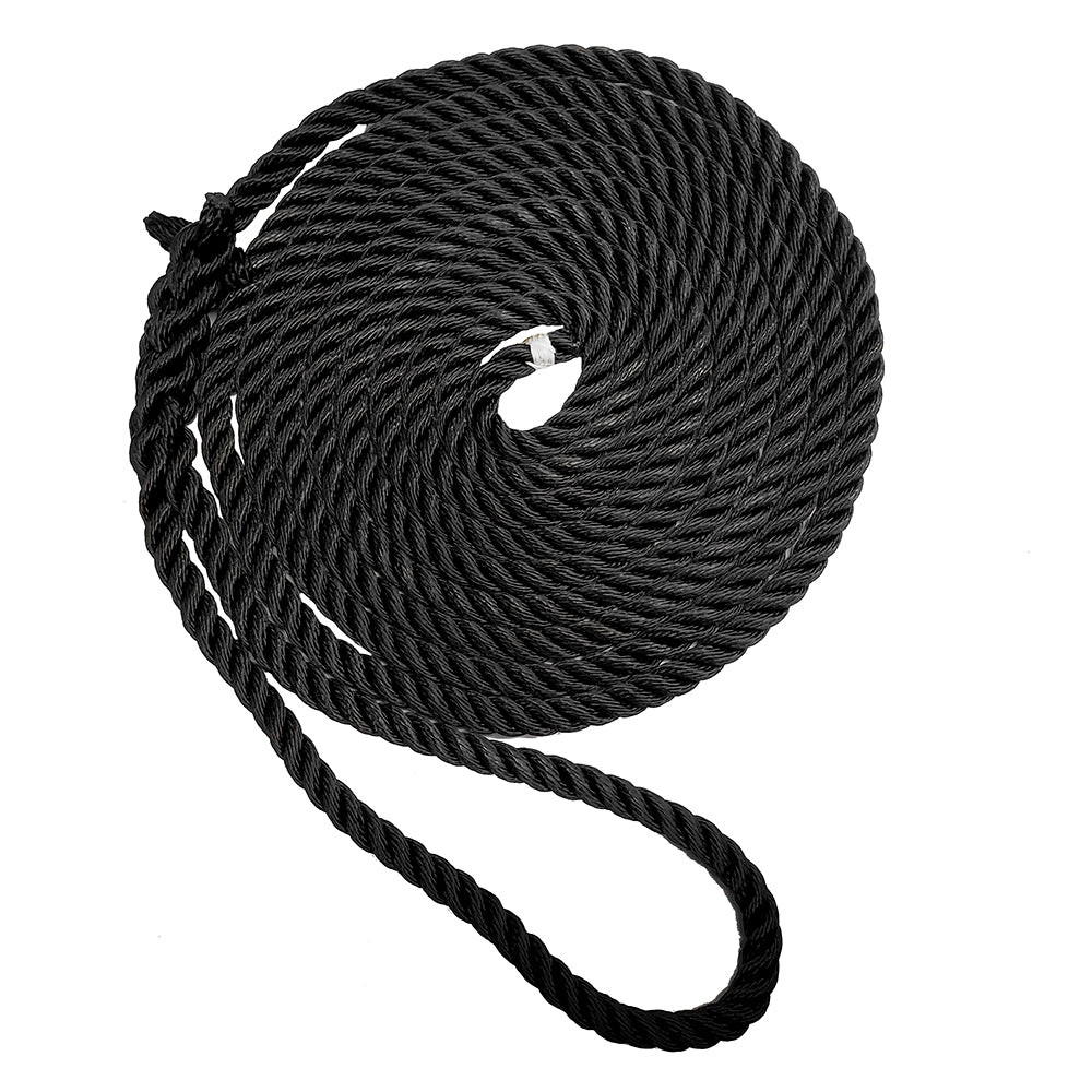 New England Ropes 58 Premium 3Strand Dock Line Black 50 C60542000050