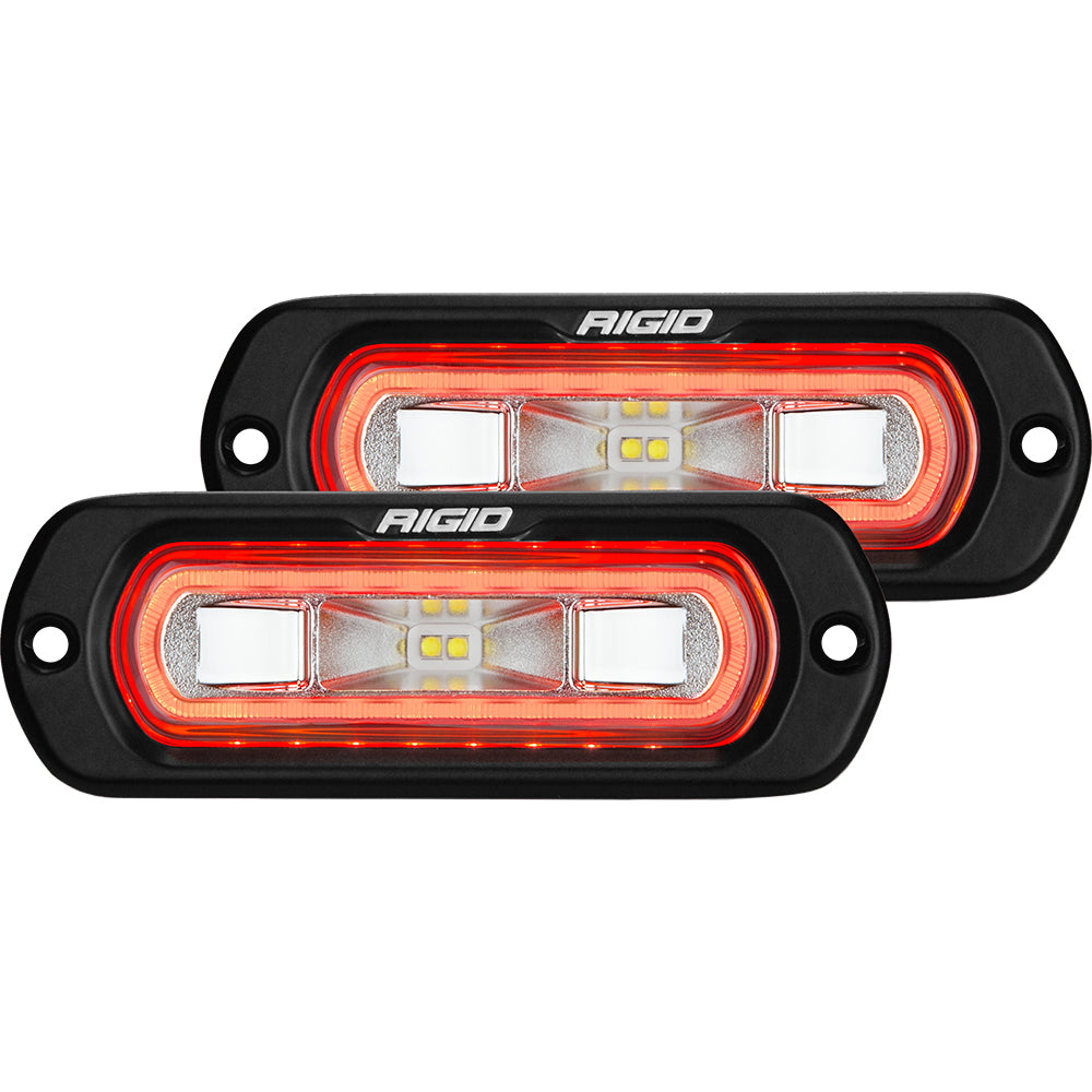 RIGID Industries SRL Series Flush Mount Spreader Light Black Housing Red Halo 53222
