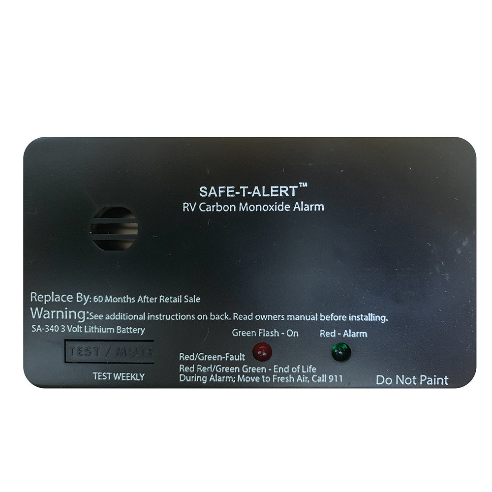 SafeTAlert SA340 Black RV Battery Powered CO Detector Rectangle SA340BL