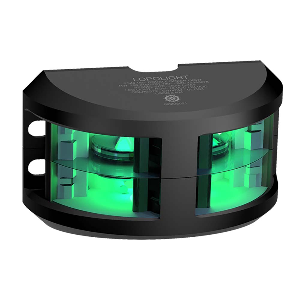 Lopolight Series 200018 Double Stacked Navigation Light 2NM Vertical Mount Green Black Housing 200018G2STB
