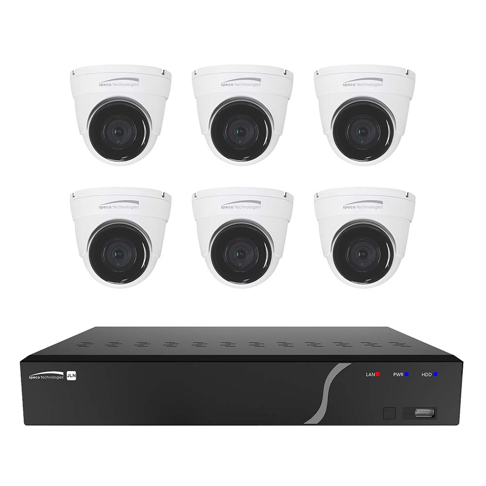 Speco 8 Channel NVR Kit w6 Outdoor IR 5MP IP Cameras 28mm Fixed Lens 2TB ZIPK8N2
