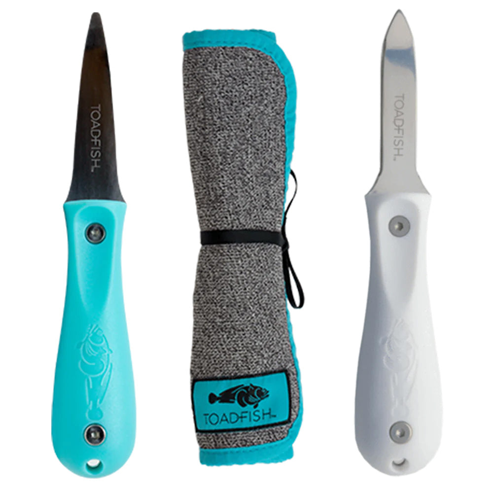 Toadfish Shuckers Bundle Put Em Back Oyster Knife Professional Oyster Knife CutProof Shucking Cloth 1014