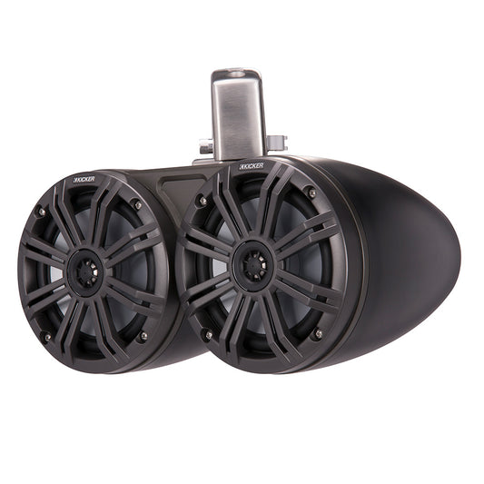 KICKER KMTC65 65 LED Coaxial Dual Tower System  Black wCharcoal Grille 45KMTDC65