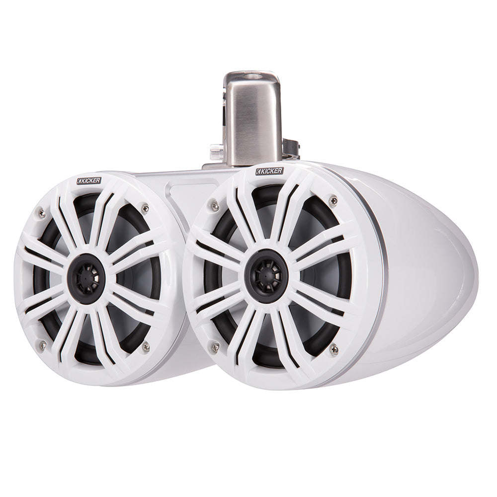 KICKER KMTC65 65 LED Coaxial Dual Tower System  White wWhite Grille 45KMTDC65W