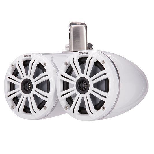 KICKER KMTC65 65 LED Coaxial Dual Tower System  White wWhite Grille 45KMTDC65W