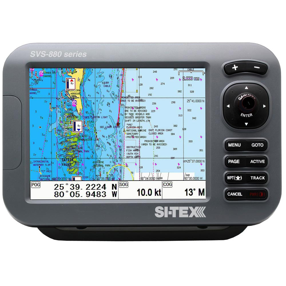 SITEX Standalone 8 Chart Plotter System wColor LCD Internal GPS Antenna  CMAP 4D Card SVS880C