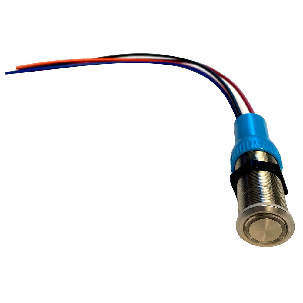 Bluewater 22mm Push Button Switch  OffOn Momentary Contact  BlueRed LED  4 Lead 905921134