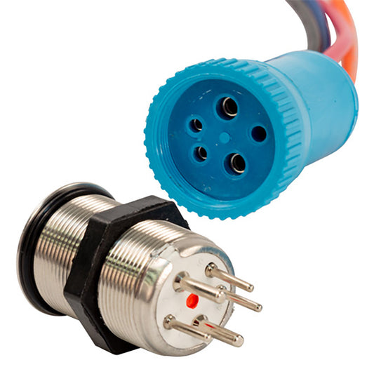Bluewater 22mm Push Button Switch  OFFONON NavAnc Contact  BlueGreenRed LED  4 Lead 905931144