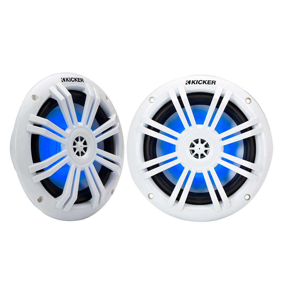 KICKER KM60 65 Marine Coaxial Speakers w12 Tweeters  4 OHM  White wRGB LEDs 51KM604WL