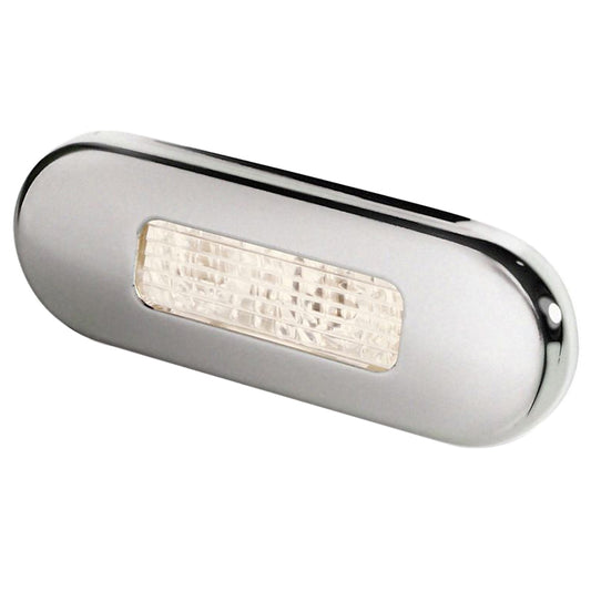 Hella Marine Surface Mount Oblong LED Courtesy Lamp  Warm White LED  Stainless Steel Bezel 980869401