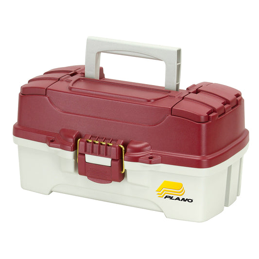 Plano 1Tray Tackle Box wDuel Top Access  Red MetallicOff White 620106