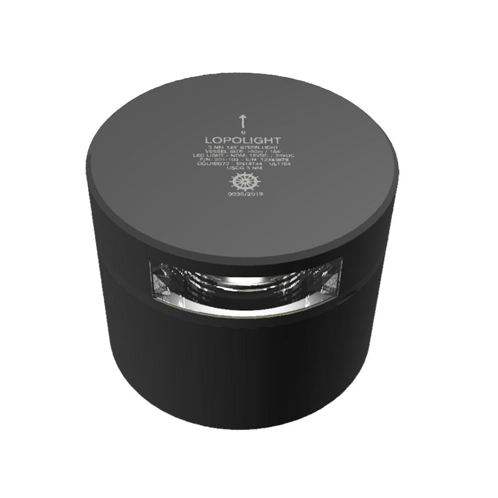 Lopolight Series 301105  Stern Light  3NM  Horizontal Mount  White  Black Housing 301105B