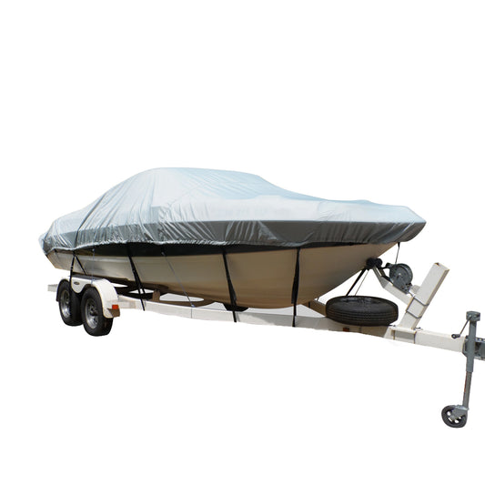 Carver FlexFit PRO Polyester Size 12 Boat Cover fVHull Center Console Fishing Boats  Grey 79012