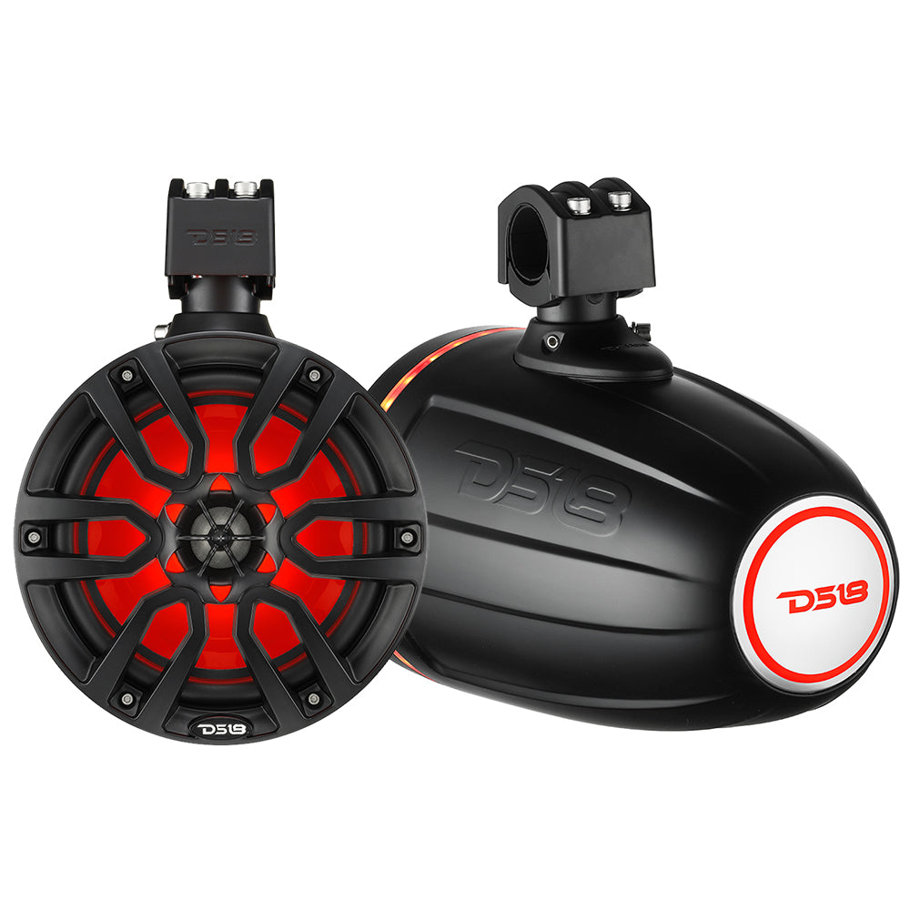 DS18 X Series HYDRO 8 Wakeboard Pod Tower Speaker wRGB LED Light  375W  Matte Black NXLX8TPBK