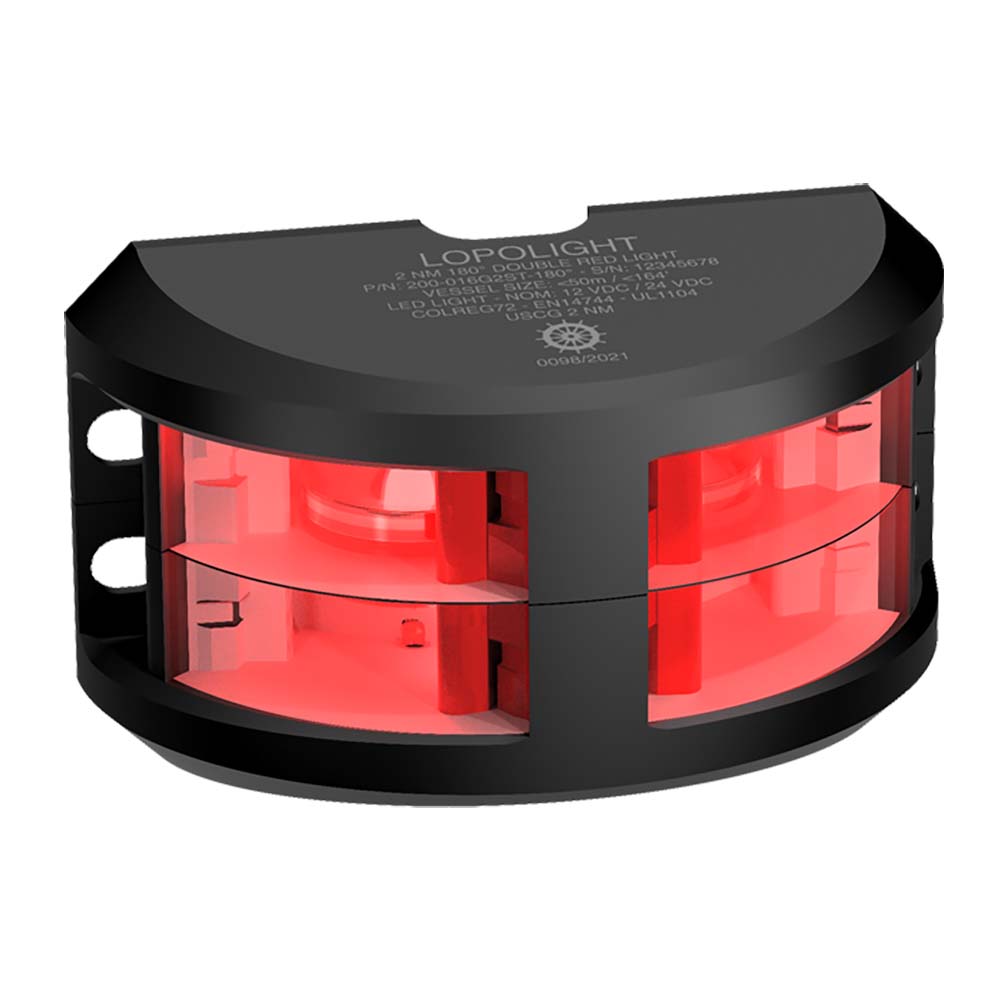 Lopolight Series 200016  Double Stacked Navigation Light  2NM  Vertical Mount  Red Black Housing 200016G2STB