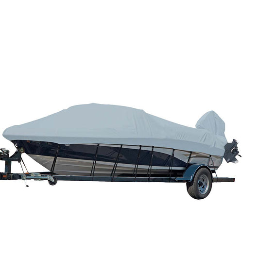 Carver SunDURA StyledtoFit Boat Cover f165 VHull Runabout Boats wWindshield  HandBow Rails  Grey 77016S11