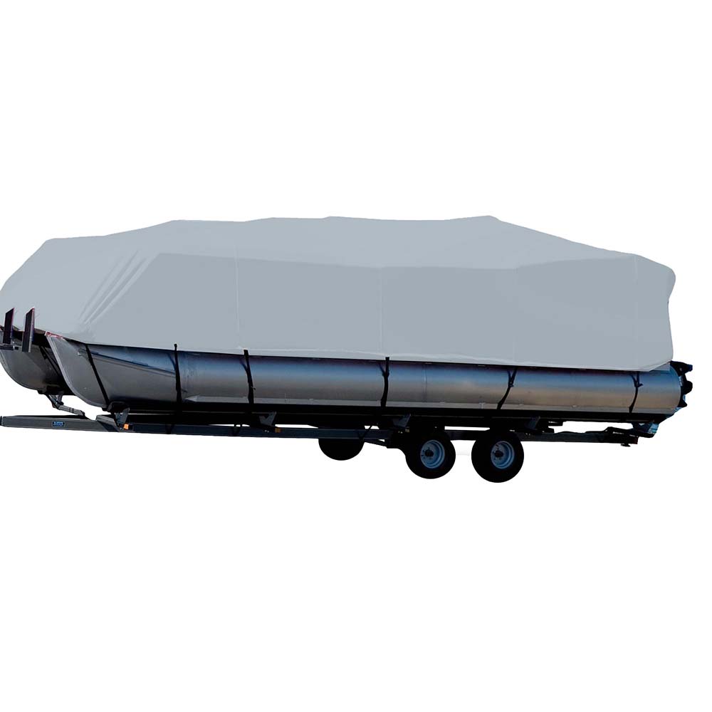 Carver SunDURA StyledtoFit Boat Cover f245 Pontoons wBimini Top  Partial Rails  Grey 77624S11